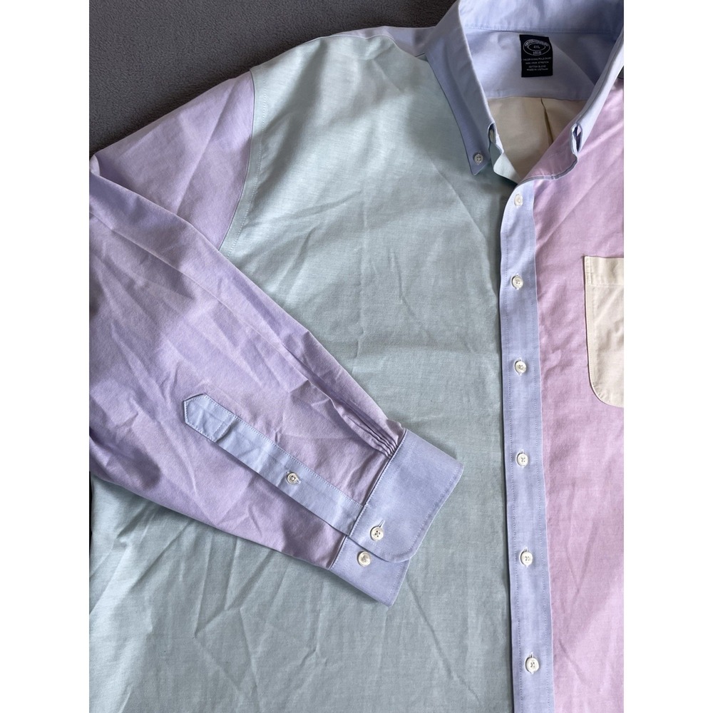 Brooks Brothers Mens 4XL Multicolor Plaid Patchwork Button Down Long Sleeve 1818 - Picture 5 of 8